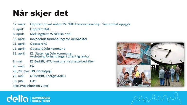 Datooversikt tarifforhandlinger 2018