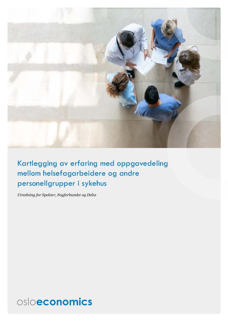 Forside fra Oslo Economics utredning om oppgavedleing i sykehus.jpg