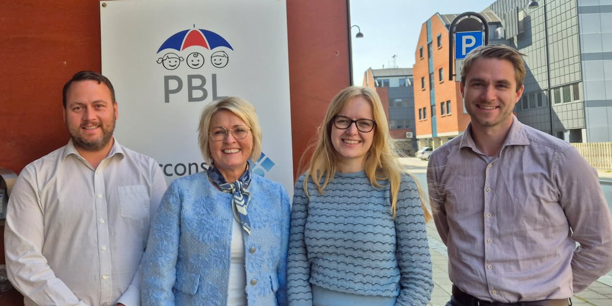 Lønsforhandlingar for tilsette i PBL-barnehager. Magnus Wellmeier, Marit Solheim, Malin Endresen Rogne og Simen Bjerke frå Delta.