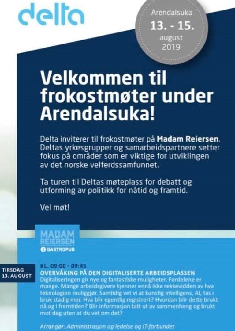 Arendalsuka 2019 frokostmøte
