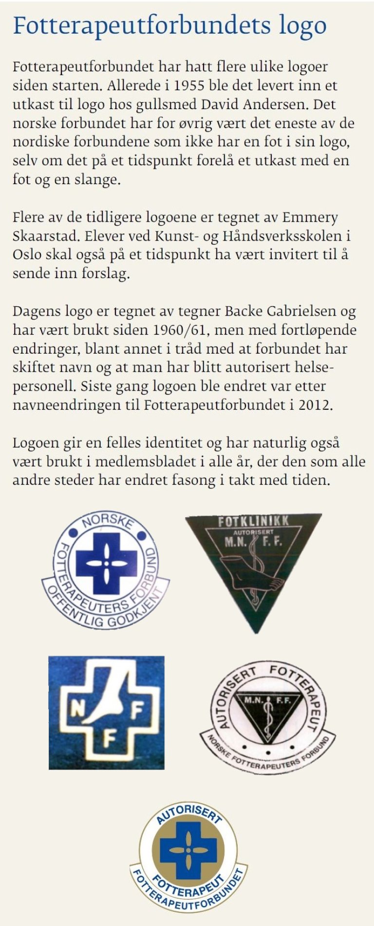 Fotterapeutforbundets logo historie